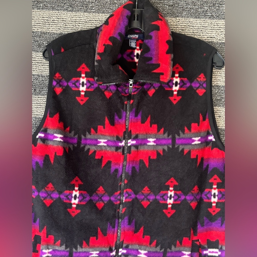 Chaps Sport Southwest Aztec Print Full-Zip Fleece Vest Women’s 1X EUC - Picture 2 of 7